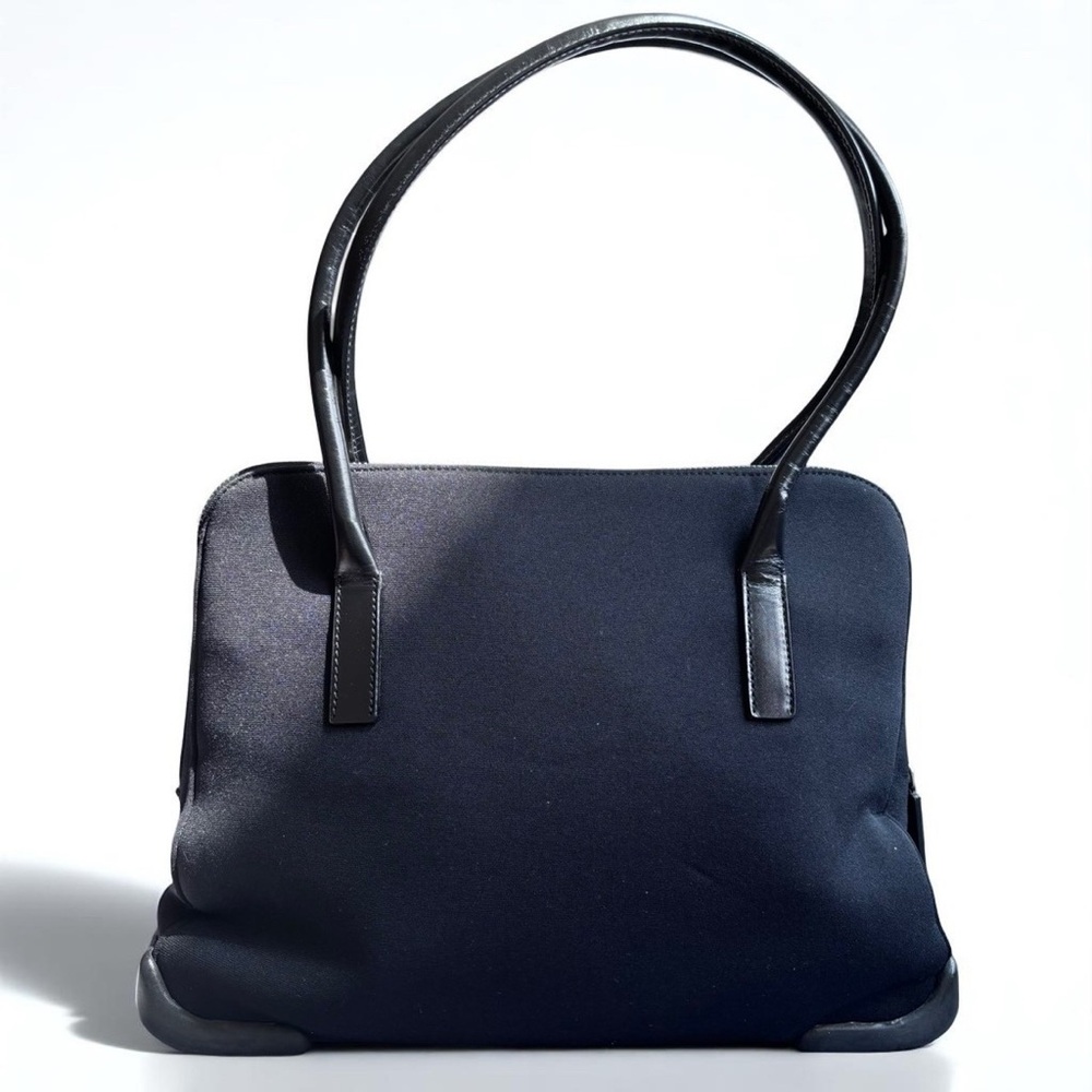 Prada Neoprene Calf Leather Shoulder Bag Black  Authentic Excellent Condition